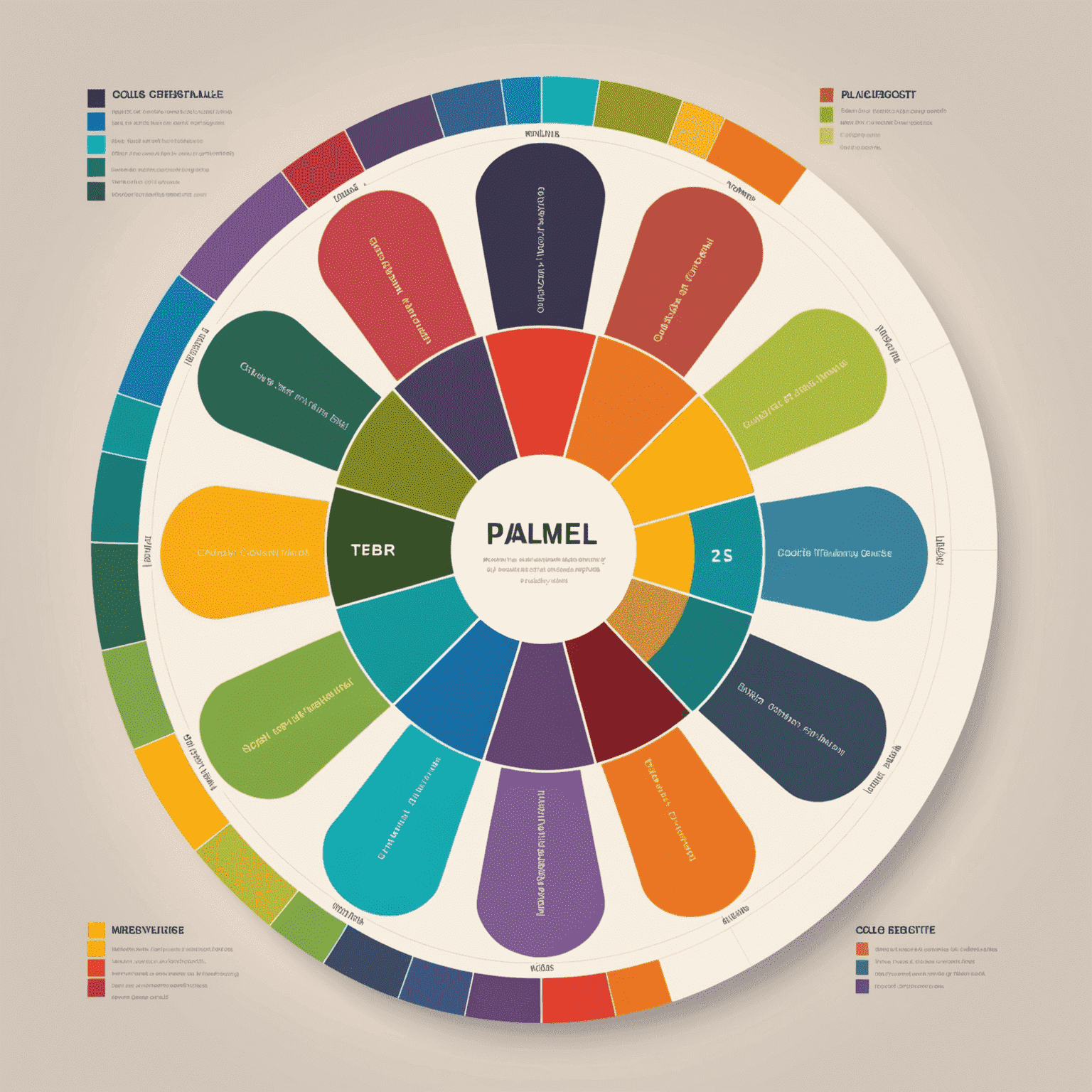 Rueda de color interactiva con ejemplos de paletas de colores para diseño web