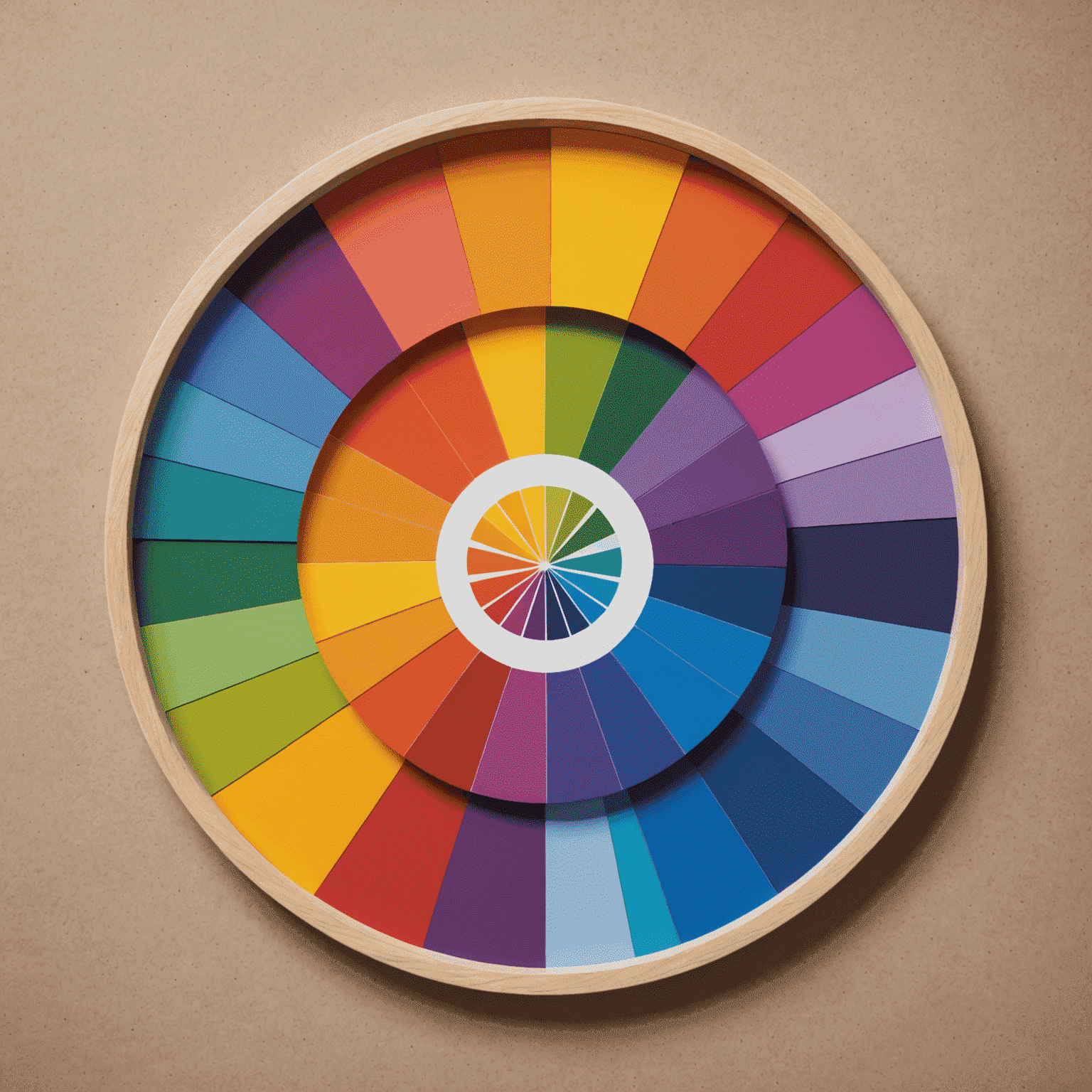 Imagen que muestra una rueda de color y ejemplos de paletas de colores aplicadas a diferentes elementos de diseño web, ilustrando la teoría del color en el diseño web.